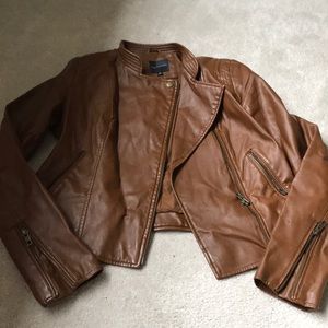 Brown, leather jacket; XS; the limited